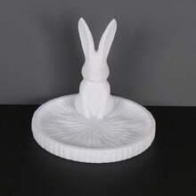 1 pièce Porte-bijoux lapin agenouillé à la lune d'esthétique orientale, nouveau style chinois, support d'affichage. Contient des bagues sur le plateau de la lune, permet d'accrocher des colliers sur les oreilles du lapin. Cadeau idéal pour la Saint-Valentin, la Fête de la mi-automne pour les femmes. Organisateur de stockage, accessoires de voyage, retour à l'école, stockage pour dortoir