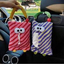 Cute Monster Car Tissue Paper Holder/Car Seat Hanging Tissue Box/Creative Cartoon Car Interior Decor/Bedroom Plush Tissue Box Cover