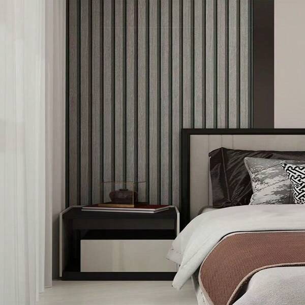 1 Roll Of Gray Grid Self-Adhesive Wallpaper Wood Strip PVC Waterproof And Stain-Resistant Easy To Take Care Of Removable Peel And Stick Contact Paper For Bedroom Living Room Dining Room School Dormitory Wall Home Decoration Wall Sticker Wall Decor Room Decor Stickers Wall Paper Wall Stickers