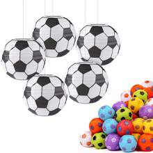 5pcs Soccer Paper Lanterns Sports Soccer , 2024Decorations,Themed Birthday Party Decorations Supplies Party Favors,Christmas