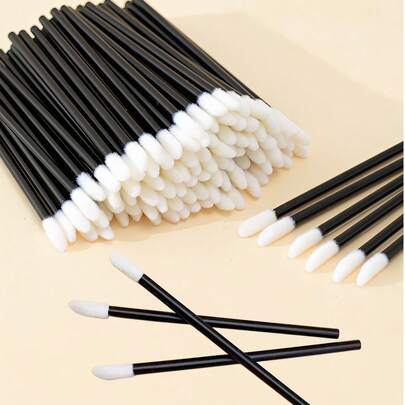 300/200/100支装一次性唇刷，无绒唇部涂抹器，适用于唇膏、唇彩、睫毛膏等彩妆工具