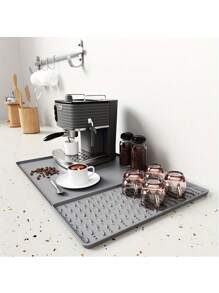 1 Stück Hochwertige Silikon-Kaffeematte - Auslaufsicher, leicht zu reinigen, rutschfeste Oberfläche, ergonomisches Design, geeignet für Espressomaschinen, Kaffeetische, Kaffeebar-Matten in Haushalten, Großküchen, Bars und Hotels.