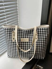 Bolso de mano a rayas de moda - Bolso de hombro de gran capacidad para mujeres - Bolso de tote con cremallera para uso diario - Bolso de tote con cadena de metal minimalista para adolescentes, mujeres, estudiantes universitarias, oficinistas y trabajadoras. Perfecto como bolso de oficina, trabajo, negocios y transporte. Mejor bolso de trabajo para mujeres y mochila de vuelta al colegio - Blanco y Negro - Ver 7
