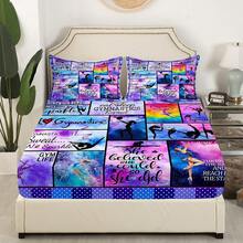 Castle Fairy Gymnastics Twin/Full Size Bedding Set For Gymnast Girls & Adult - Geometric Checkered Print,Twin Only 1 Pillowcase,Full Size 2 Pillowcases - Fantasy Purple - View 4