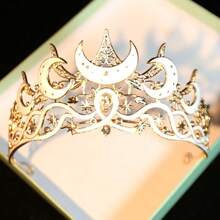 Premium 3 PiecesBridal Crown Headpiece Set With Chain, Baroque Style Large Crown, Necklace & Earrings, Shiny Vintage Zinc Alloy