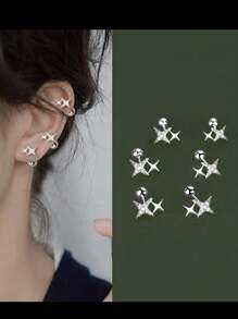 2 Pcs New Simple Stainless Steel Golden Flower Small Stud Earring For Women Girl Teen Tiny Screw Back Piercing Accessories