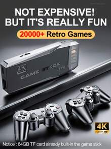 Mini Video Games Console 20000+ Retro Games Sticks Gamepads Machine Supports TV Monitor Projector Supports PS1 MD SFC FC ATA-RI GBA GBC GB MAME 9 Simulator Dual Wireless Controller Childhood 64GB Games Portable Plug & Play Video Portable Consoles For Kid Boy Gift,Some Games In Different Versions,Black ﻿