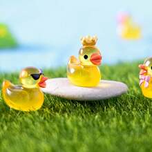 10/20/30/50/80Pcs Mini Resin Duck, Luminous Glow In The Dark Tiny Figures Duck Funny Miniature Resin Figurines Duck Small Cartoon Character Duck For Home Car Office Decor Teenager Party Favors(Random Color) - Multicolor - View 8