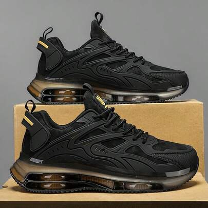 男士新款纯色增高轻便缓震刀锋气垫跑步鞋时尚厚底休闲运动鞋四季适用