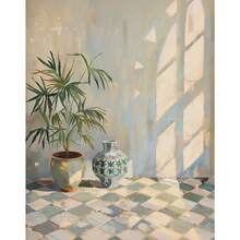 1 件摩洛哥马拉喀什门地中海建筑优雅花瓶植物波西米亚风海报帆布画墙画家居装饰可选框架 - 彩色 - 查看 37