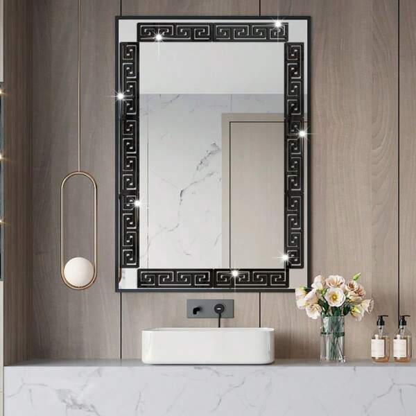 12 unidades de 1mm Calcomanías de pared de acrílico huecas talladas, calcomanías de pared para decoración de baño, calcomanías de ribete de lavabo, decoración de rodapié para el hogar