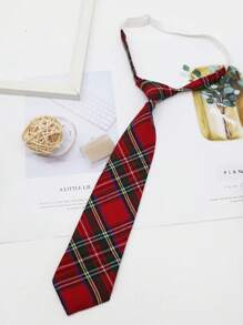 1pc Tie And Bowtie Set, Korean Japanese Style Uniform Accessories, Checkered Bowknot, Suitable For School, Party, Daily Use, Back To School