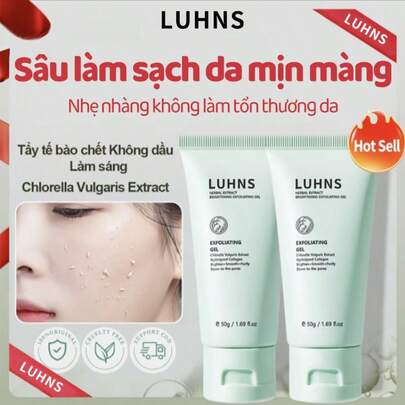 LUHNS 草本萃取亮白去角质啫喱，50克 - 温和不刺激，不干燥，草本面部磨砂膏。深层清洁身体和面部，适用于干燥、脱皮、黑头和毛孔堵塞的肌肤。草本萃取物可收缩毛孔，滋养干燥肌肤。无磨砂成分，适合男士和女士的日常护理。