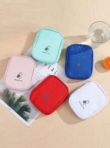 1 peça Bolsa de remédios pequena portátil para viagem, para casa, com pequena bolsa de remédios, pequena bolsa de armazenamento, organizador de pacotes de remédios prático com grade de malha, bolsa de grande capacidade, bolsa grande de higiene pessoal com zíper duplo e vários compartimentos para mulheres/homens, bolsa de artigos de higiene pessoal para viagens de curta distância, bolsa de armazenamento de itens essenciais para viagem, para a volta às aulas, bolsa de armazenamento à prova d'água, acessórios de viagem, férias, verão