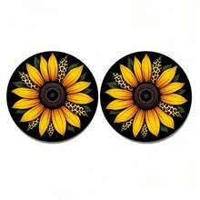 2 Peças Suporte de Copo de Carro Girassol, Porta-Copos Decorativos Redondos de 2,8 Polegadas, Suportes de Bebida para Casa e Carro, Acessórios de Interior Automotivo Unissex, Descanso de Copos Decorativos, Adequados Como Presentes para Parentes e Amigos