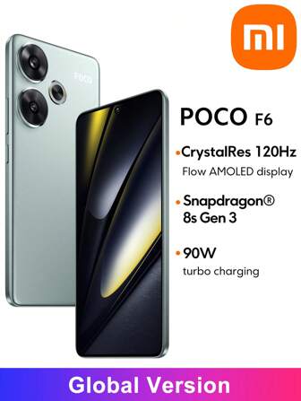 Xiaomi POCO F6 5G 全球版智能手机，搭载骁龙 8s Gen 3 处理器，配备 6.67 英寸 CrystalRes 1.5K 120Hz 流光 AMOLED 点阵屏，5000 万像素主摄像头（支持 OIS 光学防抖），支持 90W 超级快充，5000mAh 电池，100% 正品，是送给孩子和父母的圣诞礼物。