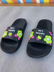 Economical Sandals For Women With Flower Design. - Black and White - View 2