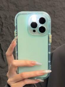 2In1 Cute Candy Color Clear Shockproof Phone Case For IPhone 16 15 14 13 12 Pro Max Fashion Soft TPU Transparent Cover - 綠色 - 查看 2