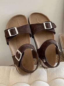 2025 Summer New Arrival Unisex Kids' Soft Cork Thick Sole Open Toe Sandals, Korean Mid-Range Casual Sandals - Camel - View 6