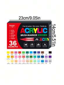 24 Colors/24 Pcs Soft Tips Artist Markers Set Acrylic Marker Set, Watercolor Pen For Art, Drawing On Wood, Glass, Metal, Stone,Plastic Material DIY Graffiti, Ideal For School, Office Decor, And Artistic Gifts For Teens And Adults,Teacher Rewards,Christmas Gift - Multicolor - View 14