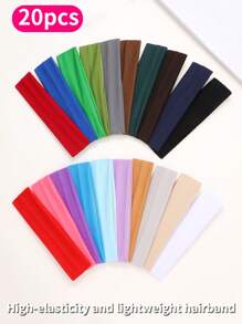 20 pièces Bandeaux unisexes, convenant aux cheveux courts et longs. Bandeaux simples avec haute élasticité. Bandeaux en tissu doux pour le sport, le yoga et l'entraînement. Ces accessoires de cheveux conviennent aux activités quotidiennes comme le yoga, la course, le fitness, etc. Bandeaux de sport de couleur unie, décontractés et de style urbain en polyester. Convient pour toutes les saisons Bandeau turban Bandeau de transpiration