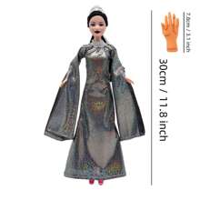 11.8-Inch 10-Inch Gothic Design Style Toy Black Doll Toys, Family Interactive Toy, Beautiful Evening Dress Princess Doll, Black Dress, Black High Heels, Classic Black Braid, Ideal Choice For Collectors And Party Decorations