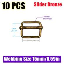 10Pcs/Pack Metal Adjustable Slide Buckles Tri-Glide Rectangle Adjuster Strap Slider For Backpack Clothing Hardware Accessories - Multicolor - View 28