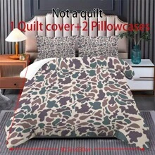 3PCS Camouflage Pattern Bedding Three-Piece Set (1 Duvet Cover + 2 Pillowcases, No Core). Printed Bedding Set, Soft And Comfortable, Suitable For Bedroom And Guest Room Use.