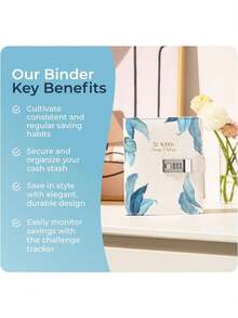 52 Week Savings Challenge Binder – Savings Challenges Book With Envelopes - Premium Budget Binder With Cash Envelopes - Budget Planner For Life Goals - Leafy Blues - A6 - View 7