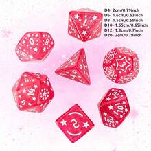 Easytoday 7pcs/Set New Star Carving Dice Set, Acrylic D4 D6 D8 D10 D20 Polyhedral Dice With 8 Colors, High Quality For Tabletop Games - Multicolor - View 3