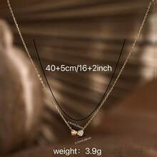 TUANZISP 1 件女士精致方晶锆石双心形吊坠项链，精致的个性化设计，简约而优雅，适合休闲穿着、生日/情人节礼物 - xp-145 - 查看 7