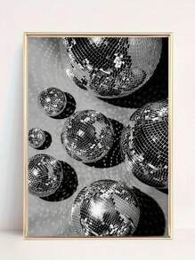 1pc, Party Canvas Decoration, Funny Disco Wall Arts, Idea Gift, Disco Ball Light Picture Poster Printing, Home Decor Painting For Living Room, Bedroom, Bar,Optional Frame