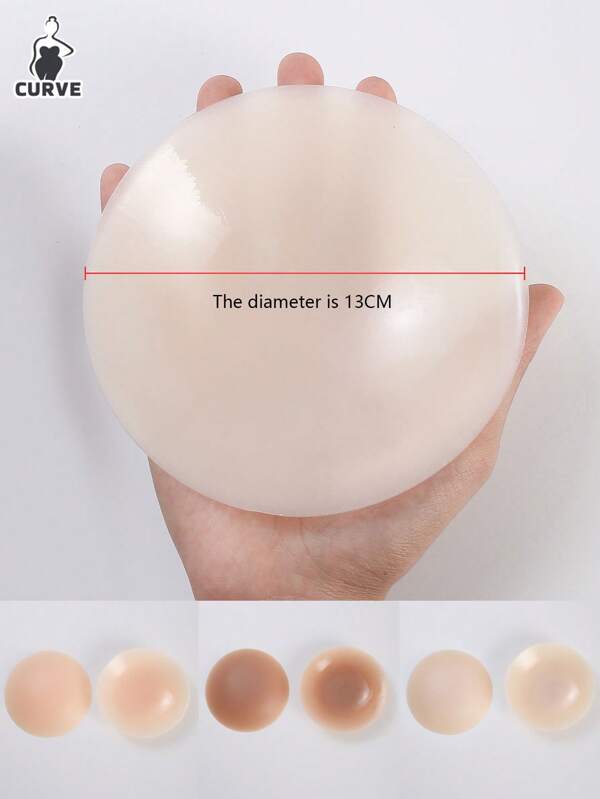 13cm Plus Size Solid Silicone Nipple Covers, Thin & Invisible Breast Petals For Summer, Suitable For Dresses, Swimwear, Travel, Party