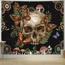 Vintage Gothic Tapestry For Bedroom Aesthetic, Goth Skull Butterfly Floral Wall Tapestries, Skeleton Moth Mushrooms Posters Backdrop For Living Gaming Room Dorm Decor Home Decoration For Bedroom,Living Room,Dorm - Vintage - View 7