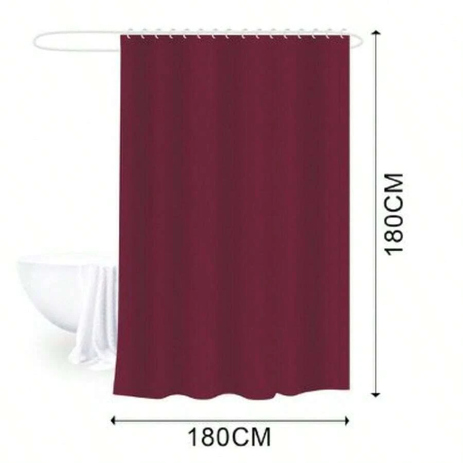 Cortina de chuveiro extra grande à prova d'água cor bordô, 180x180 cm, material PEVA, acessórios para decoração de ambientes e banheiro