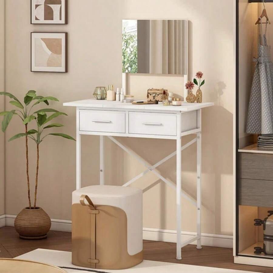 Small Dressing Table With Mirror, Compact Dressing Table For Small ...
