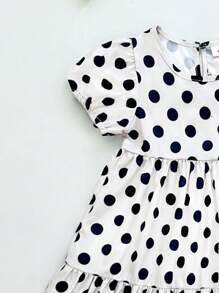Seven Princess 1 pièce Robe décontractée à col rond à manches courtes oversize à pois, style coréen, confortable et adaptée aux loisirs, aux vacances et aux sorties