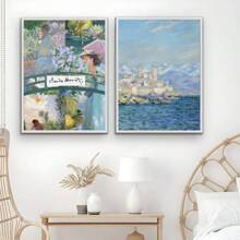 1 pièce Affiche murale d'art moderne de Claude Monet avec des fleurs sauvages. Impression pour la décoration de la maison, de la chambre à coucher, du bar. Cadeau décoratif optionnel avec cadre.