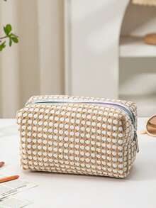 1 件新款毛绒格子化妆包，大容量便携式手持折叠化妆包，旅行化妆收纳包，化妆包，化妆包，化妆包，化妆包，化妆收纳包，旅行，化妆包，包，化妆袋，化妆包，旅行必需品，小袋，化妆包，包，旅行必需品，化妆配件，小化妆包 - 彩色 - 查看 5