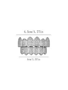 1 Set Hip Hop Rap Style Shiny Grillz Teeth Cap For Top & Bottom Grill, Suitable For Daily Wear By Men & Women - Multicolor - View 2
