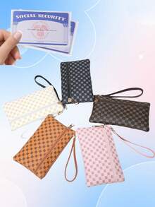 2 Piezas Cartera de muñeca y monedero - Patrón de presbicia de moda - Bolsa con cremallera pequeña para teléfono, llaves, transporte, compras, viajes, regalos - Multicolor - Ver 2