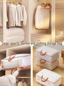 Large Capacity Waterproof Storage Bag, Foldable Clothing Storage With Handles, Large Capacity Storage,Household Large-Capacity Clothing Quilt Storage Bucket, Dust And Moisture-Proof Bag, Double Zipper With Handle, Storage Box, Moving Travel Storage Basket, Ideal Storage, Under-Bed Storage