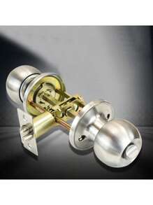 1pc High-Quality Round Knob Door Lock Set - Key Entry, Adjustable Latch Lock, Anti Pry Protective Cover, Solid Brass Lock Core, Suitable For Thickness 45-65mm