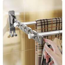 1/2/3 件不锈钢壁挂式折叠晾衣架，无需钻孔阳台折叠晾衣架 - 隐形阳台衣架，适用于浴室、卧室、窗框和墙壁 - 无需钻孔，晾衣架 - 彩色 - 查看 3