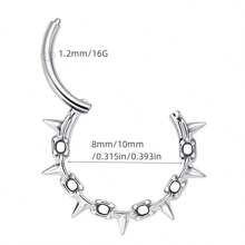 1pc 316 Stainless Steel Segmented Connected Nose Ring, Punk Style Ear Piercing Jewelry With Lock Chain Design, Spike Center Septum Ring, Suitable For Nose And Ear Cartilage Piercing, Sexy Unisex Body Jewelry
