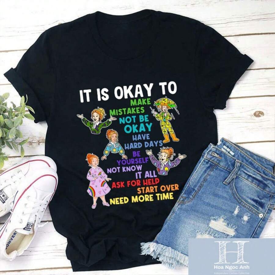 It's Okay To Make Mistakes Teacher Unisex T-Shirt, Miss Frizzle Shirt, Mistakes Shirt, Ms Frizzle Shirt, Back To School Gift - 黑色 - 查看 1
