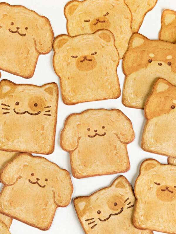 30pcs Cute Bread Slice Design Sticky Notes, Stationery For Gift, Office, Home, Labeling, Classroom, Entertainment, Student Journal DIY Craft Decor Stickers,School Supplies,Back To School
