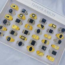 10pcs/Pack Vintage Rock Style Assorted Black Gem Encrusted Alloy Rings, For Men Unisex Couple Finger Accessories, Perfect For Party Wedding Daily Wear, Fashionable Jewelry Gift, Random Delivery