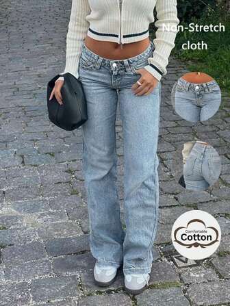 TOp Hot-Selling Four-Season New Products American Street Style Simple Casual Vacation Daily Versatile Commuting Women's Jeans Trousers