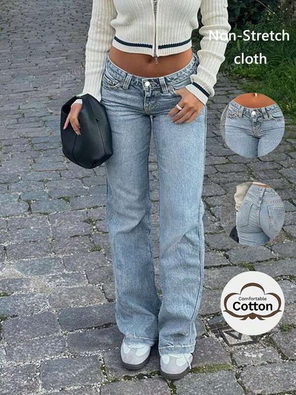 TOp Hot-Selling Four-Season New Products American Street Style Simple Casual Vacation Daily Versatile Commuting Women's Jeans Trousers